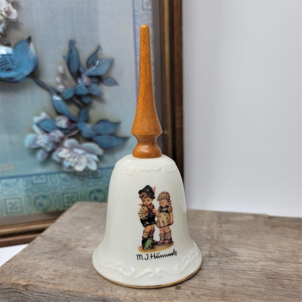 Hummel  Goebel Wood Handle Porcelain Bell Sisters